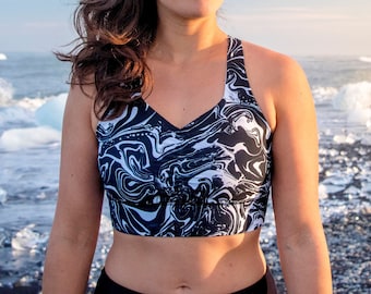 Moonscape Marble Crop Top/ Sports Bra