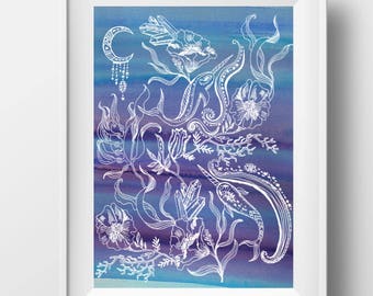 Lunar Narwhal Art Print
