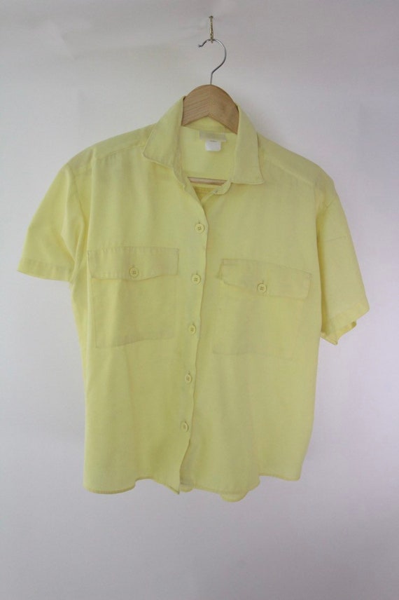yellow button down blouse