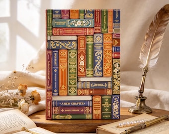 Vintage Library Book Spines Hardcover Journal | Gilded Cover, Full Color Painted Edges