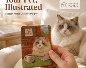 Custom Matte Ceramic Workday Pet Portrait Refrigerator Magnet Monday to Saturday Pet Magnet Personalized Pet Lover's Gift