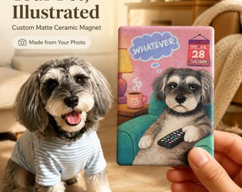 Custom Matte Ceramic Workday Pet Portrait Refrigerator Magnet Monday to Saturday Pet Magnet Personalized Pet Lover's Gift