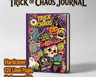 Trick or Chaos Hardcover Journal, Retro Spooky Halloween Notebook, Witch Gothic Diary (6x9 Inch)