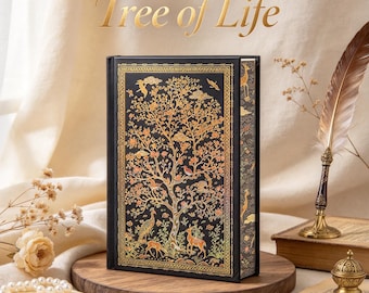 Tree of Life Gold Foil Hardcover Journal | Gilded Cover, Full Color Painted Edges