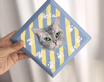 Personalized Hand Painted Pet Leash Holder, Custom Cat & Dog Portrait Wooden Hook, Custom Pet Name Wall Hanger, Pet Lover Home Decor