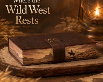 Western-Themed Leather Journal & Field Guide | 650-Page Hand-Drawn Edge Art Edition ,Blank note book Arthur's Journey Diary