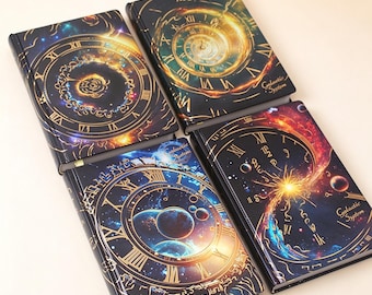 Galactic Clock Hardcover Journal | Gilded Cover, Full Color Painted EdgesGift for Space Lovers