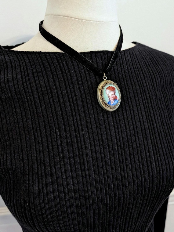 ANTIQUE Solid Silver Victorian Enamel Portrait Mi… - image 1