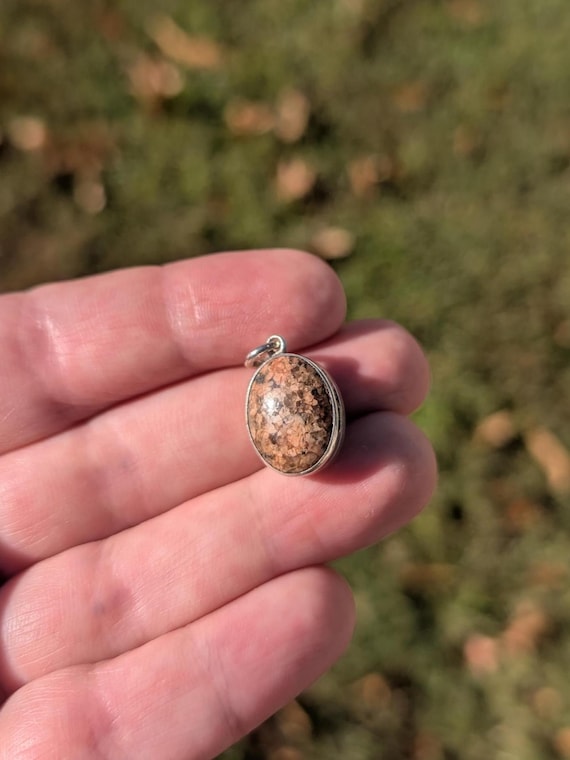 ANTIQUE Solid Sterling Silver Stone Egg Locket: A… - image 1