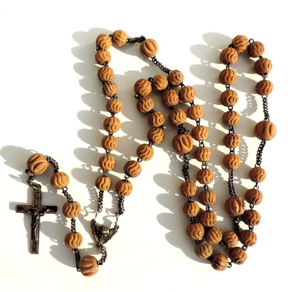 Vintage French Rosary/French Vintage Large Celluloid Rosary/Vintage Rosary
