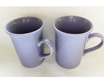 2 Vintage Kilncraft Mugs Coloroll Mauve Made in England 4" Tall