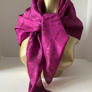 Vintage 80s Silk Hand Dyed Large Square Scarf Magenta 35 image 6