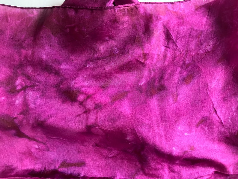 Vintage 80s Silk Hand Dyed Large Square Scarf Magenta 35 image 3