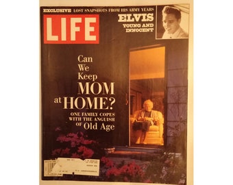 CLEARANCE 90s Life Magazine August 1993 Lost Snapshots of Elvis Presley / Keeping Mom at Home Vintage Ephemera Virginia Slims Ad
