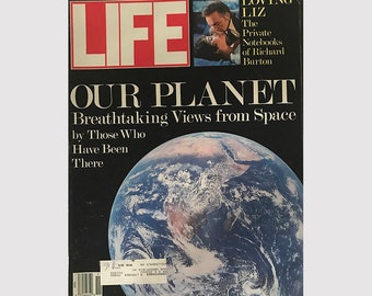 80s Life Magazine Our Planet Cover November 1988 Retro Ads / Views from Space / Elizabeth Taylor and Richard Burton / /Vintage Magazine