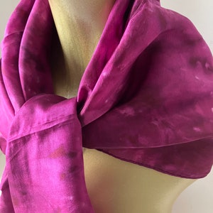 Vintage 80s Silk Hand Dyed Large Square Scarf Magenta 35 image 5