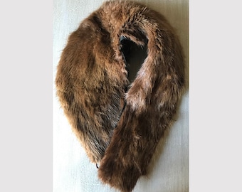 Vintage Fur Collar Retro Dark Brown Collar Double Sided Fur Upcycle Sewing Accessory