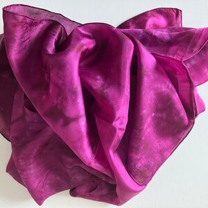 Vintage 80s Silk Hand Dyed Large Square Scarf Magenta 35 image 2