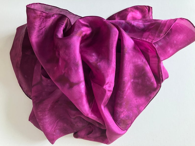 Vintage 80s Silk Hand Dyed Large Square Scarf Magenta 35 image 2