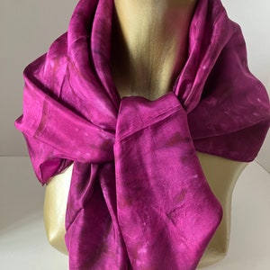 Vintage 80s Silk Hand Dyed Large Square Scarf Magenta 35 image 7