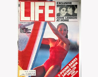 80s Life Magazine February 1981 Champion Wind Surfers / Exclusive John Lennon at Home / Saving 2 Pound Babies / Retro Ads / Vintage Magazine