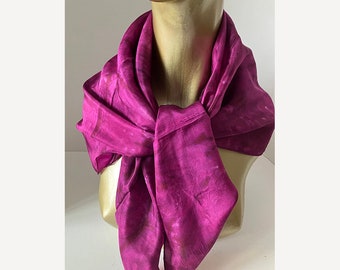 Vintage 80s Silk Hand Dyed Large Square Scarf Magenta (35")