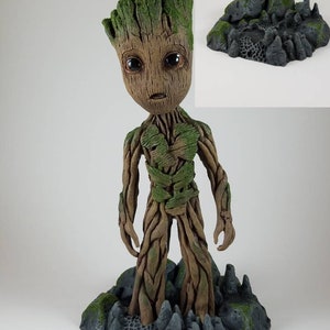 Baby Groot life size sculpture statue 9.5&quot; tall base and Groot combo (V1)