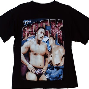Rare Original 1999 The Rock Dwayne Johnson Vintage Professional Wrestling Event Short Sleeve T Shirt Excellent Golden 90s Era Rocky Mania