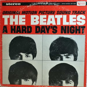Original 1964 The Beatles A Hard Day&#39;s Night Soundtrack United Artists Records Vintage U.S. Stereo Vinyl Press Lp Excellent Black Labels