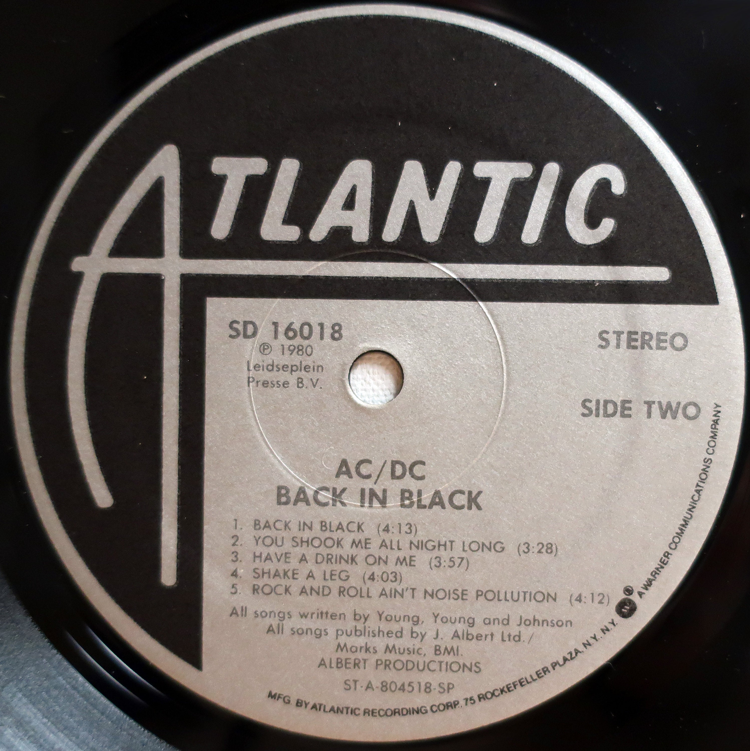 Rare Original 1980 AC/DC Back in Black Atlantic Records Vintage U.S ...