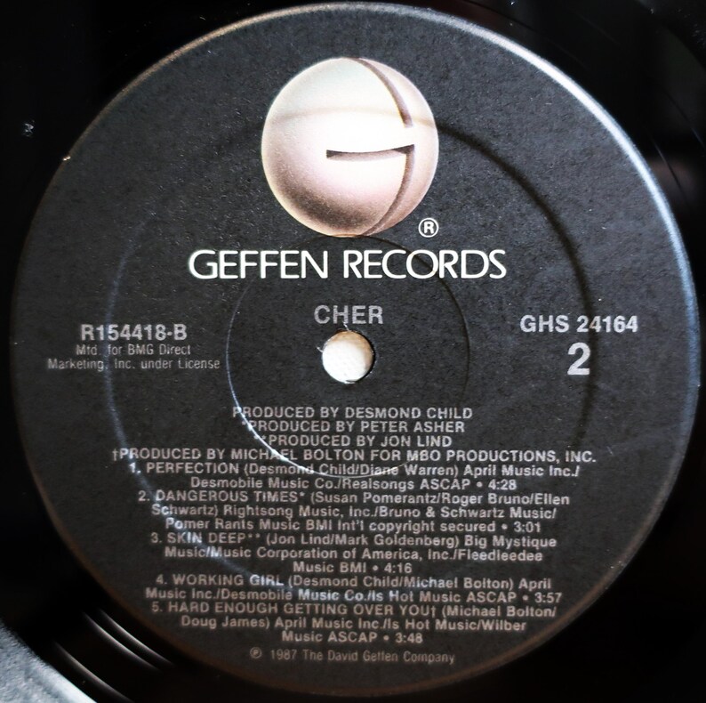 Original 1987 Cher Self Titled Geffen Records Vintage US Vinyl Press Lp ...