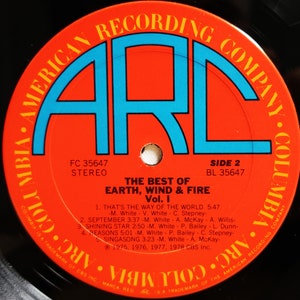 Original '78 EARTH WIND & FIRE The Best of Earth Wind Fire Vol 1 A.R.C Columbia Records Vintage U.S Vinyl Press Lp Excellent Maurice White image 4