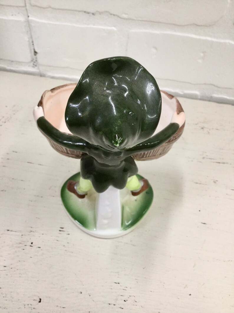 Vintage Enesco Japan Elf Pixie Holding Basket Planter Holiday