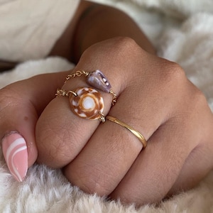 14k Gold Filled Hawaiian Shell chain ring, Choose Your Own Shell ring, shell ring, chain ring, gift idea, hawaiian shell