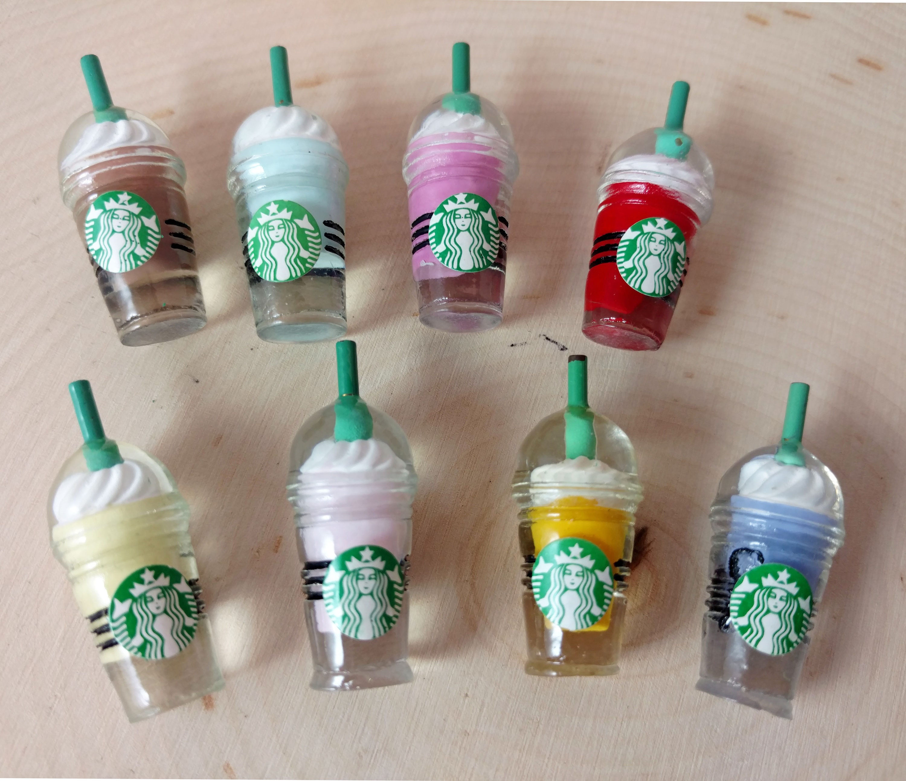 4pcs Starbucks China 2022 Xmas Mini Studded Cup Keychain Ornaments Keyrings