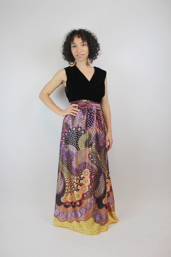 Vintage 1960s Psychedelic Print Satin Skirt Party… - image 2