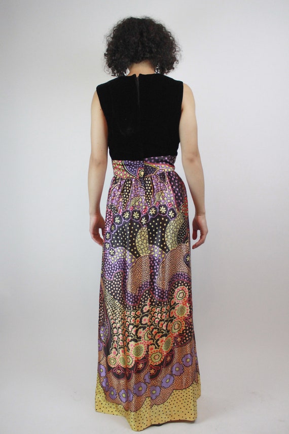 Vintage 1960s Psychedelic Print Satin Skirt Party… - image 4