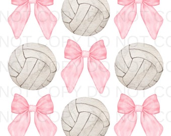 Coquette Bow Volleyball PNG Preppy Design - Sublimation Design Download - Digital Design - Sublimation