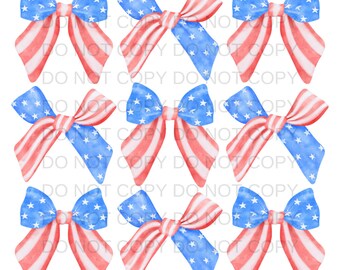 Patriotic Coquette Bright Bows Independence Day 4th of July PNG Preppy Design - Sublimation Design Download - Digital Design - Sublimation