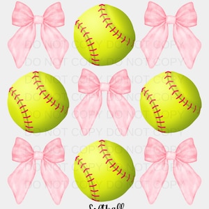 Coquette Bow Softball PNG Preppy Design - Sublimation Design Download - Digital Design - Sublimation