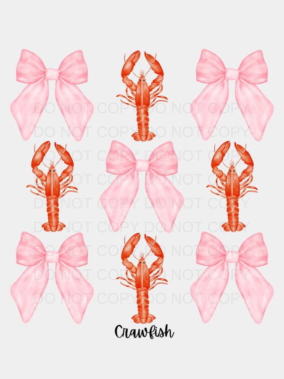 Coquette Bow Crawfish PNG Preppy Design - Sublimation Design Download - Digital Design - Sublimation