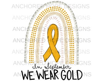 In September We Wear Gold Glitter Ribbon Rainbow Childhood | Etsy