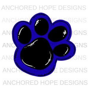Royal Blue & Black Paw Print Hand drawn PNG - Sublimation Design Download - Digital Design - Sublimation