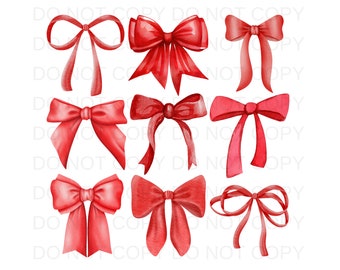 Coquette Red Bow Bows PNG Preppy Design - Sublimation Design Download - Digital Design - Sublimation