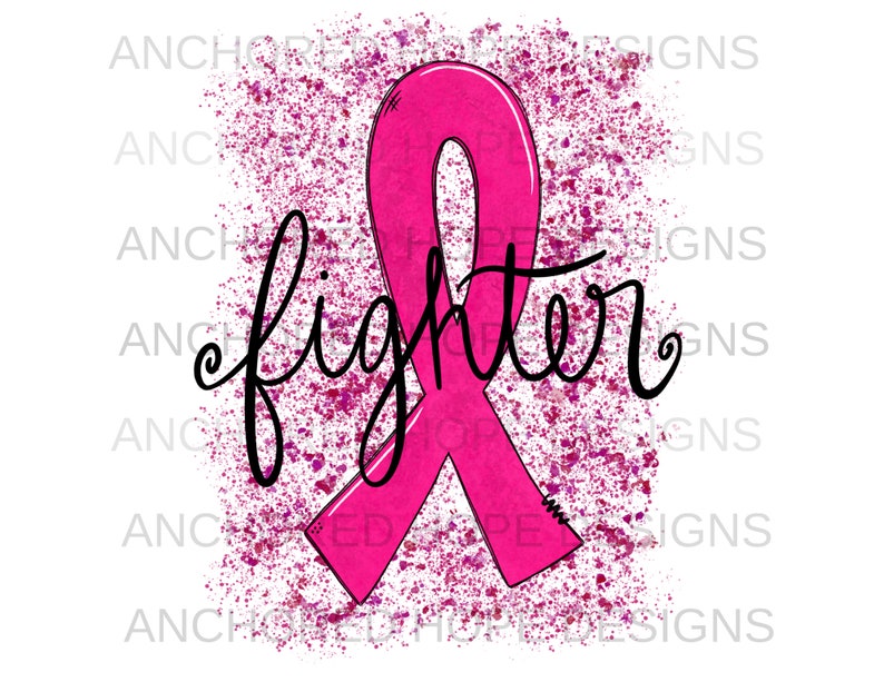 Pink Ribbon Fighter Speckles Doodle Breast Cancer Awareness PNG Hand ...
