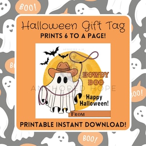 Halloween Gift Tag Printable Square PDF Favor Tags Treat Tags Spooky Kids School Download Digital