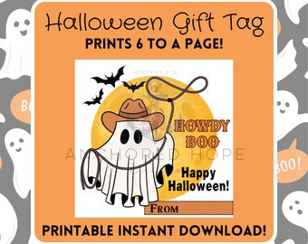 Etiqueta de regalo de Halloween Imprimible Cuadrado PDF Etiquetas de favor Etiquetas de regalo Escuela para niños espeluznantes Descargar digital