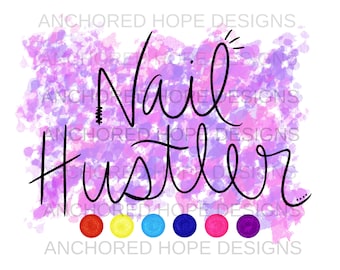 Nail Hustler Lila Pinks Hintergrundfarbe Nagel Streifen inspiriert PNG Hand gezeichnet - Sublimation Design Download - Digital Design