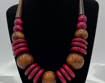 Vintage Wood Bead Belt Adjustable Natural Earthy Handmade  display picture 3