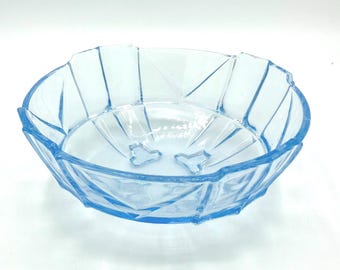 Vintage Art Deco blaue Glasschale